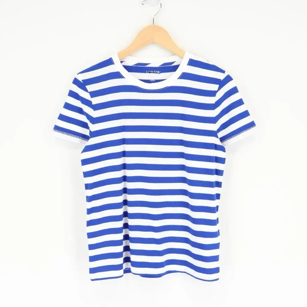 NWT J.Crew Vintage Classic-Fit Crewneck T-Shirt Blue White Stripe Size Small